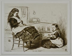 Antique The Baby House - 19th Century etching by British Pre-Raphaelite artist