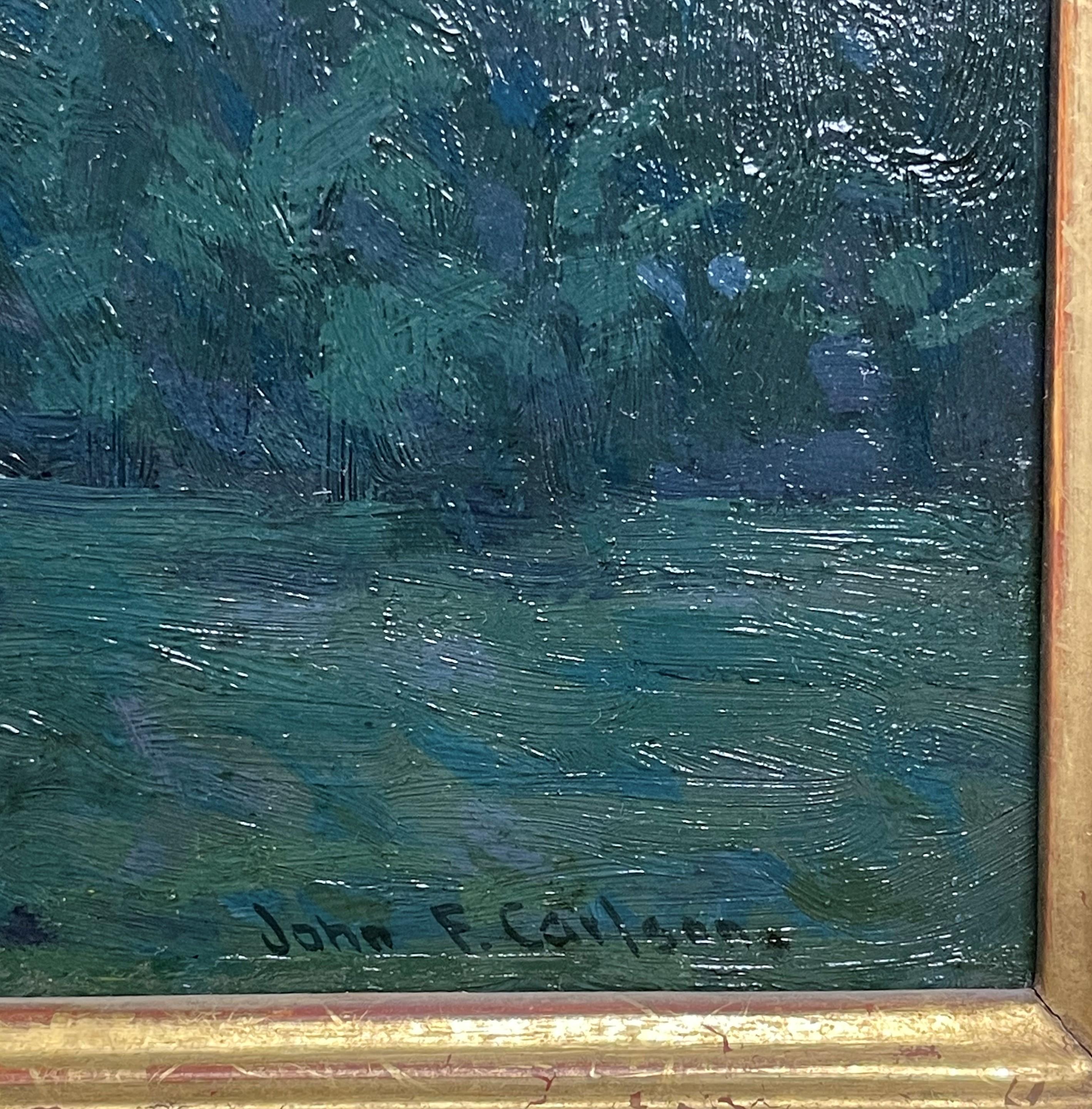  American Impressionist Woodstock Artist John F Carlson Oil Painting Night Fall For Sale 3