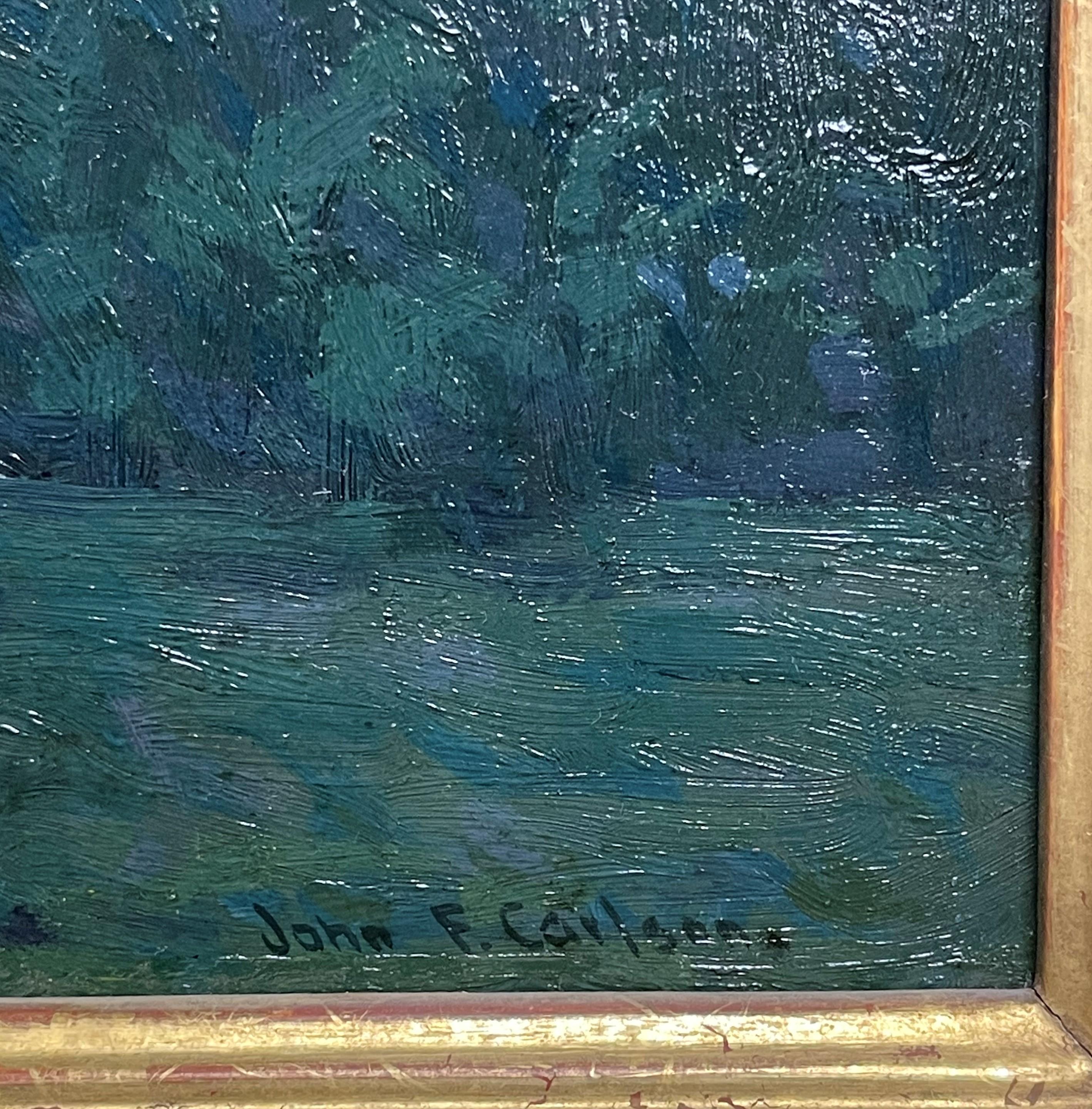 Impresionista americano Artista de Woodstock John F. Carlson Pintura al óleo Otoño nocturno en venta 1