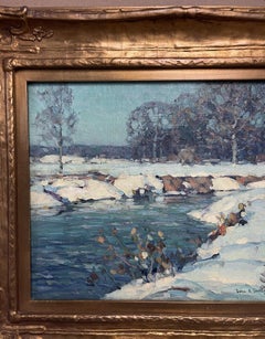 Impressionista americano Woodstock Artista John F. Carlson Pittura ad olio Neve
