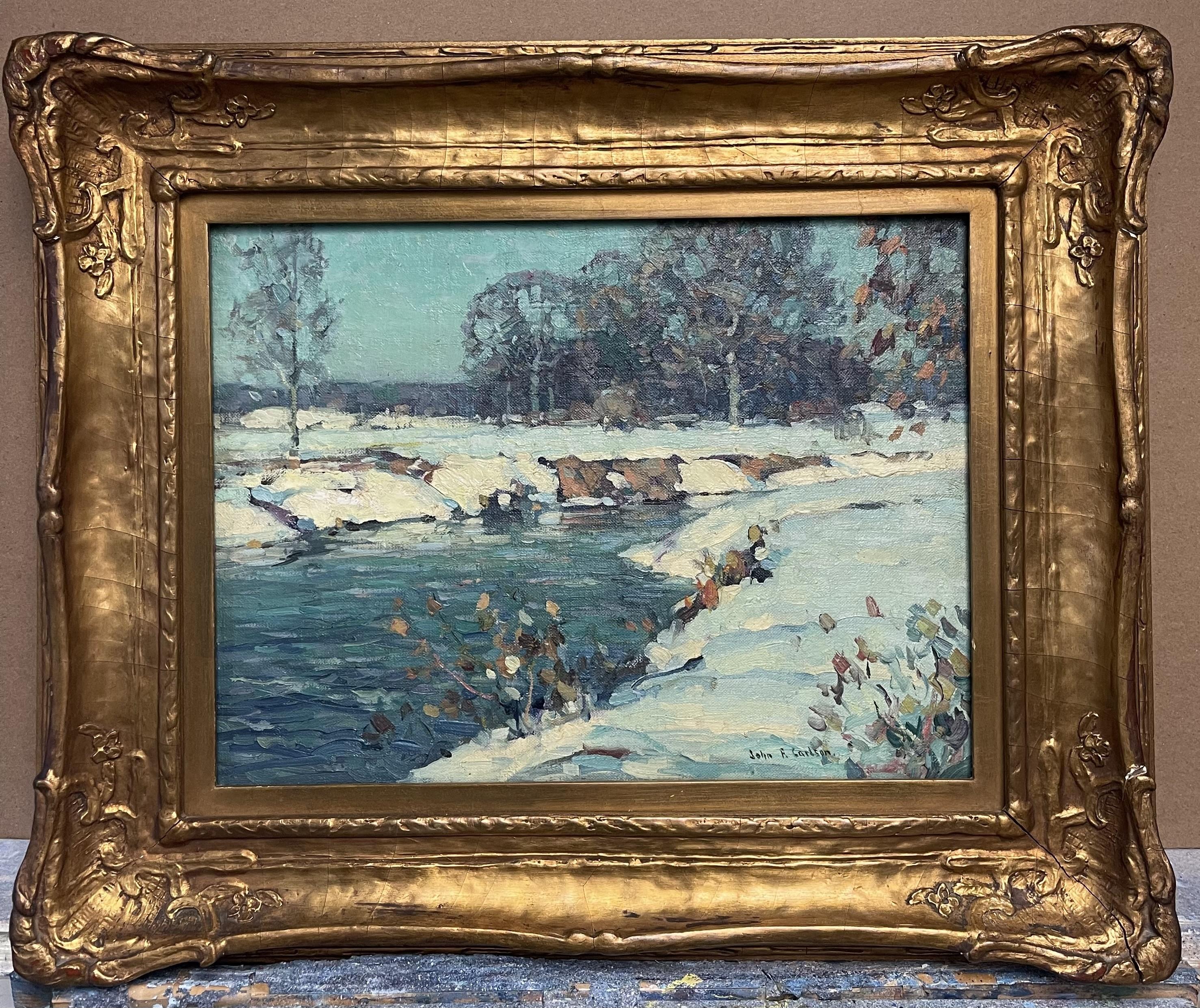 American Impressionist Woodstock Artist John F Carlson Oil Painting Snow