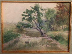American Impressionist Woodstock Artist John F Carlson Watercolor Stream