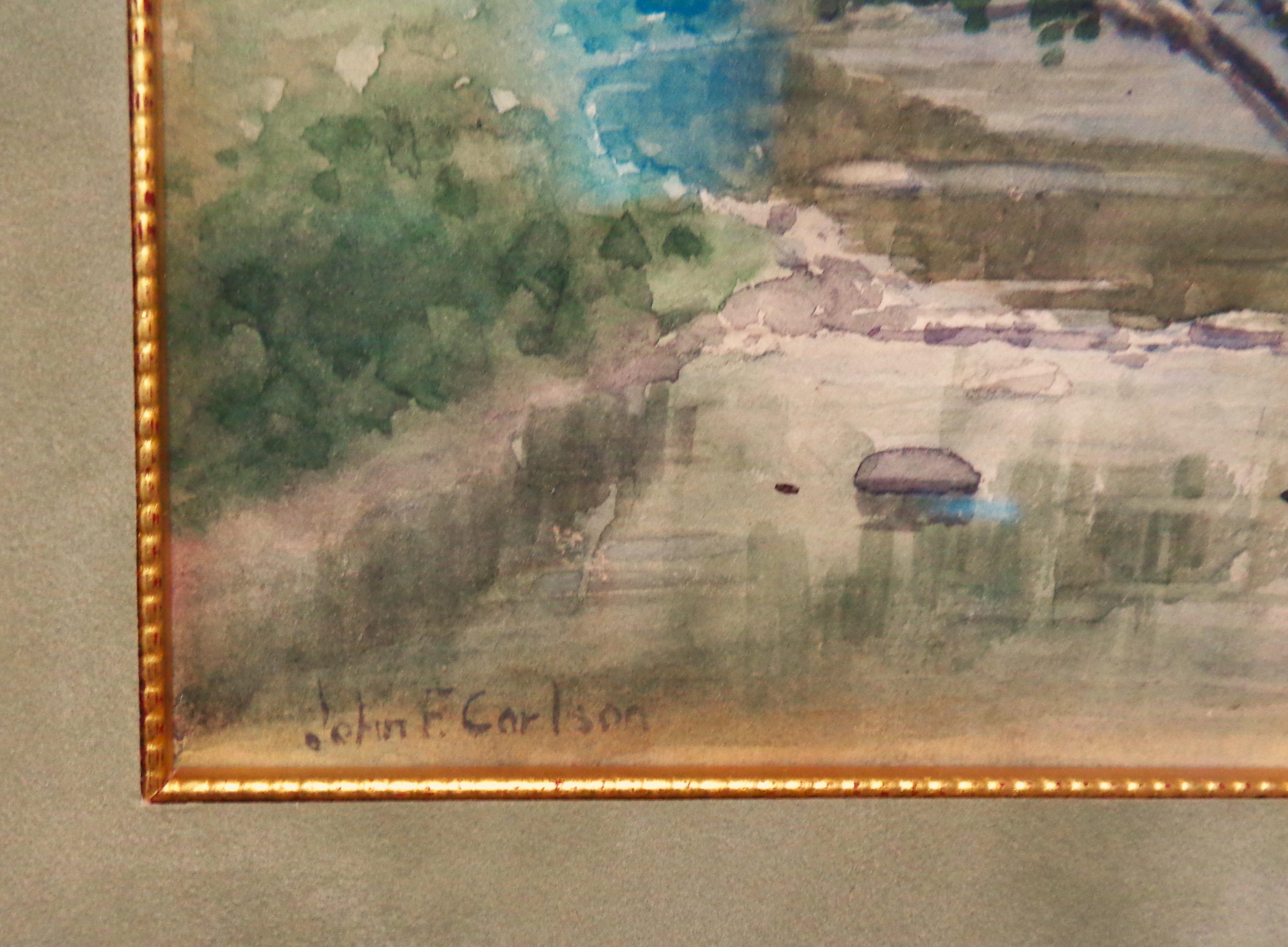 Amerikanisch-impressionistischer Woodstock-Künstler John F Carlson, Aquarell Stream im Angebot 2