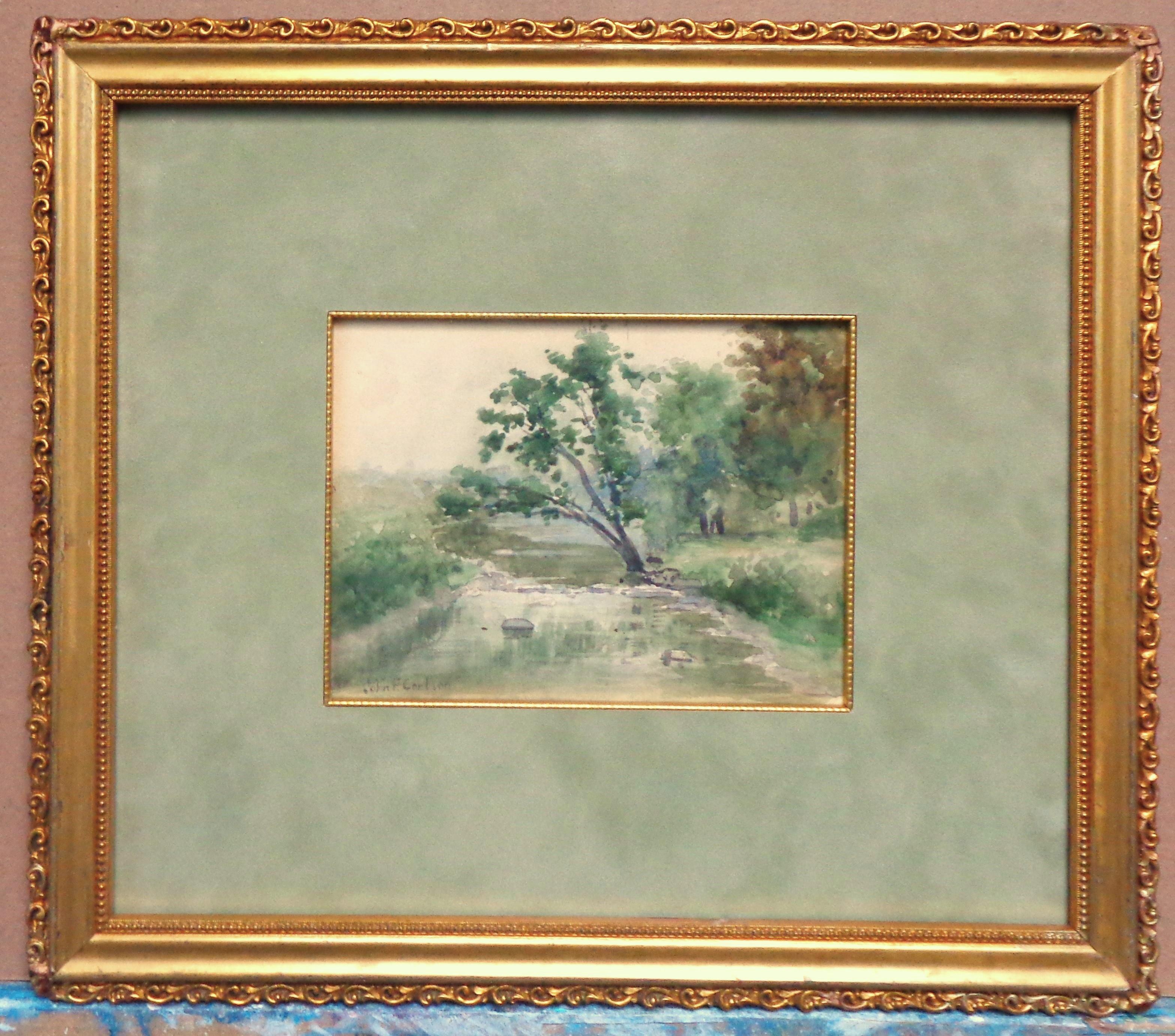 Artista impressionista americano di Woodstock John F. Carlson Acquerello Stream