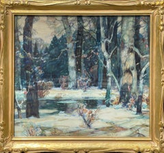 "Waldlandschaft" John F. Carlson, um 1925 Amerikanischer Impressionist Landschaft