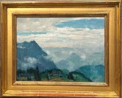John F. Carlson "Mountain Mists" Peinture à l'huile d'un paysage atmosphérique