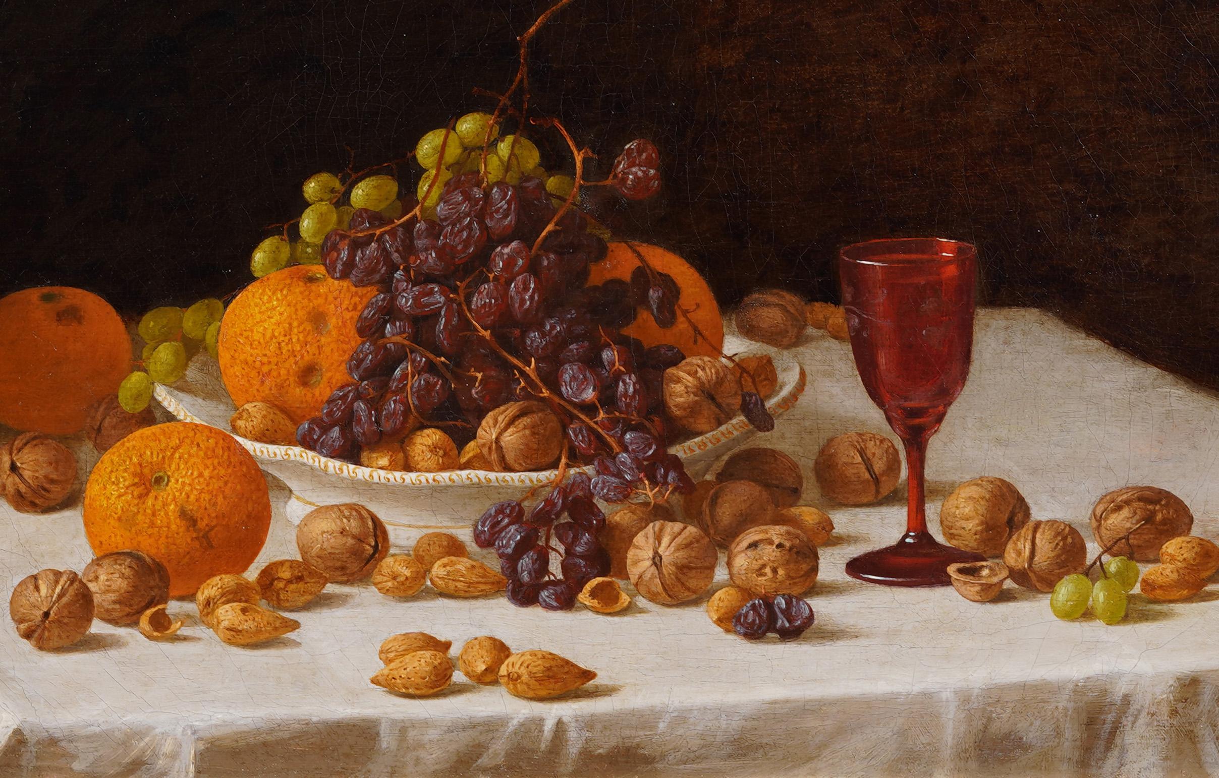 Incredibile natura morta realista americana di John F. Francis (1808 - 1886).  Olio su tela.  Dettagli incredibili e dipinti con maestria.  Provenienza del museo.  Senza segno.  Misura 22 x 27 in totale e 15 x 20 solo per il dipinto.  