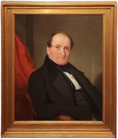 Antique Portrait of a Gentleman, Early American Portraiture, 1830s Portrait of a Man