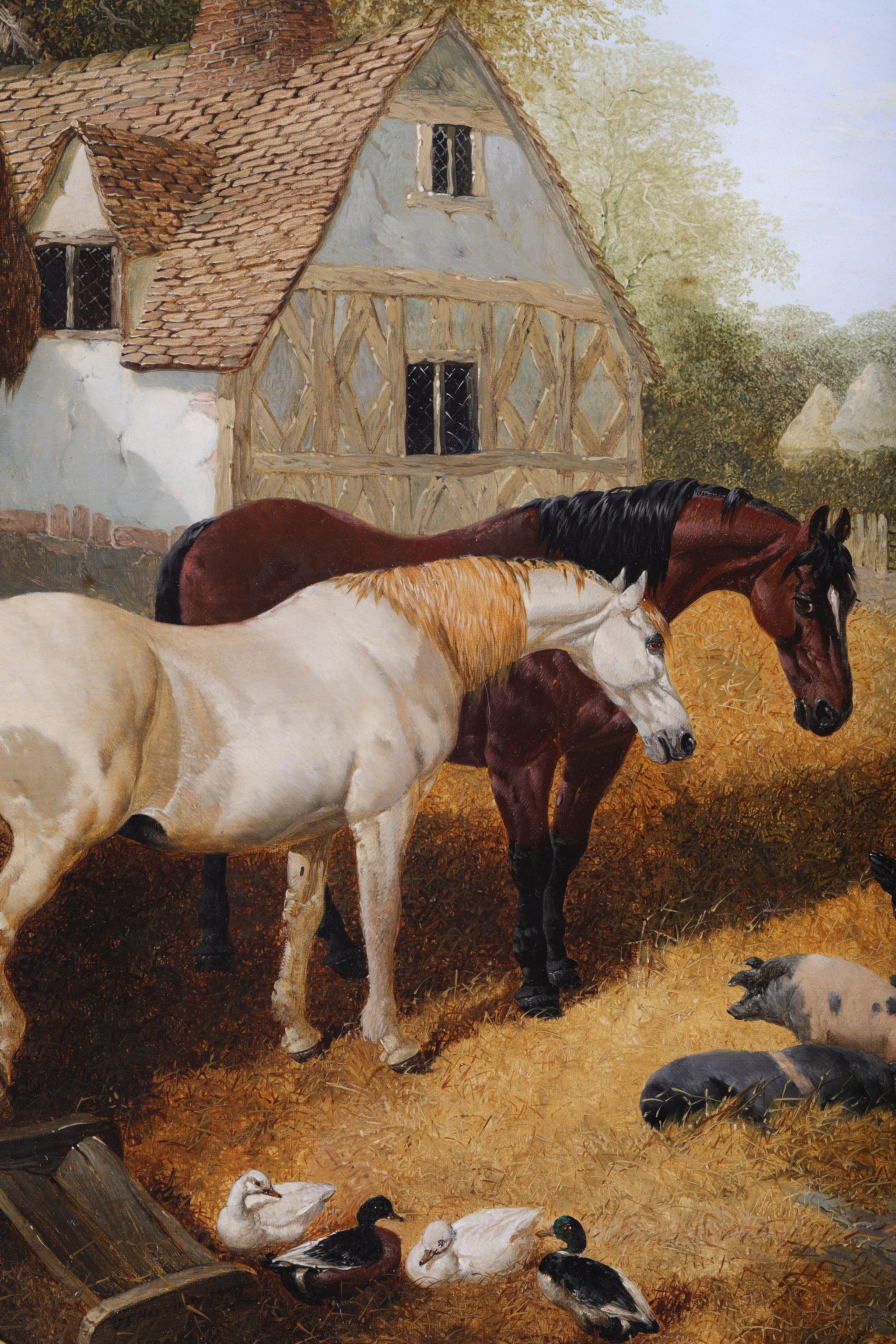 JOHN F. HERRING . JUNIOR

Un antico dipinto a olio con cavalli, anatre, galline e maiali.

Dimensioni del quadro: 16 x 16