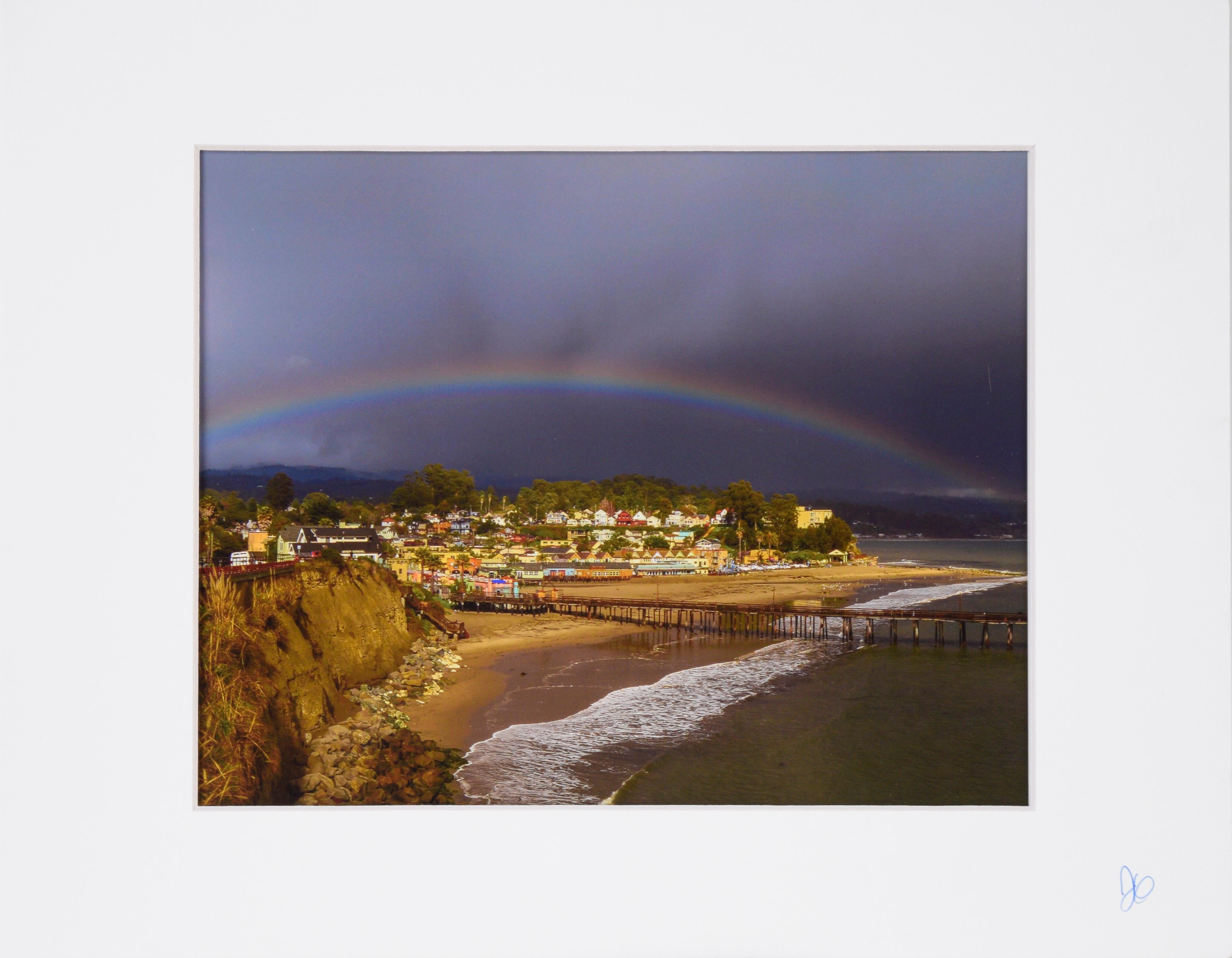 John F. Hunter Color Photograph - Rainbow Over Capitola Village, Santa Cruz - Colored Photograph