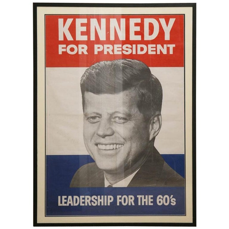 John F Kennedy Original 1960 Presidential Campaign Poster For Sale at