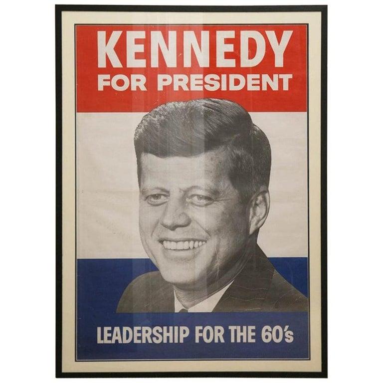 American John F Kennedy Original 1960 Presidential Campaign Color Poster