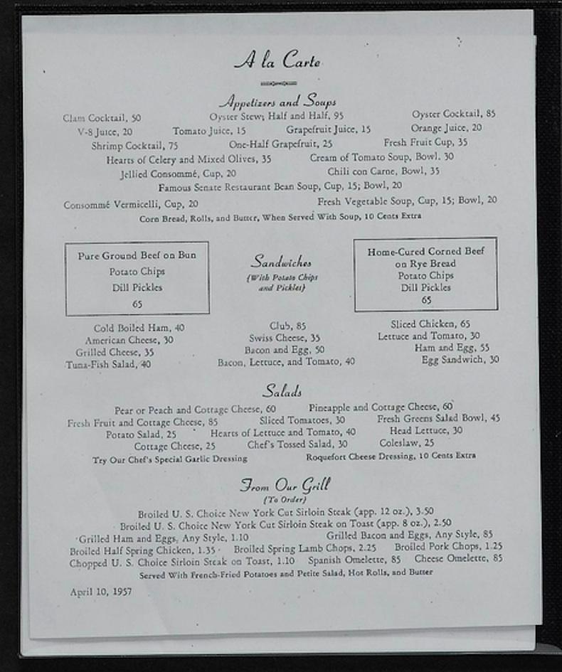 george's senate restaurant menu