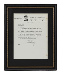 John F. Kennedy Typierter Presidential Campaign-Brief, Oktober, 1960