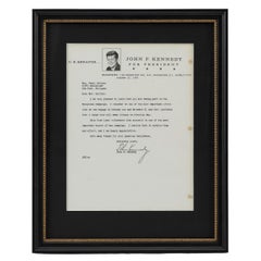 Vintage John F. Kennedy Typed Presidential Campaign Letter, October, 1960