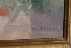 Pittura astratta olio su tavola firmata da John F. Johns
