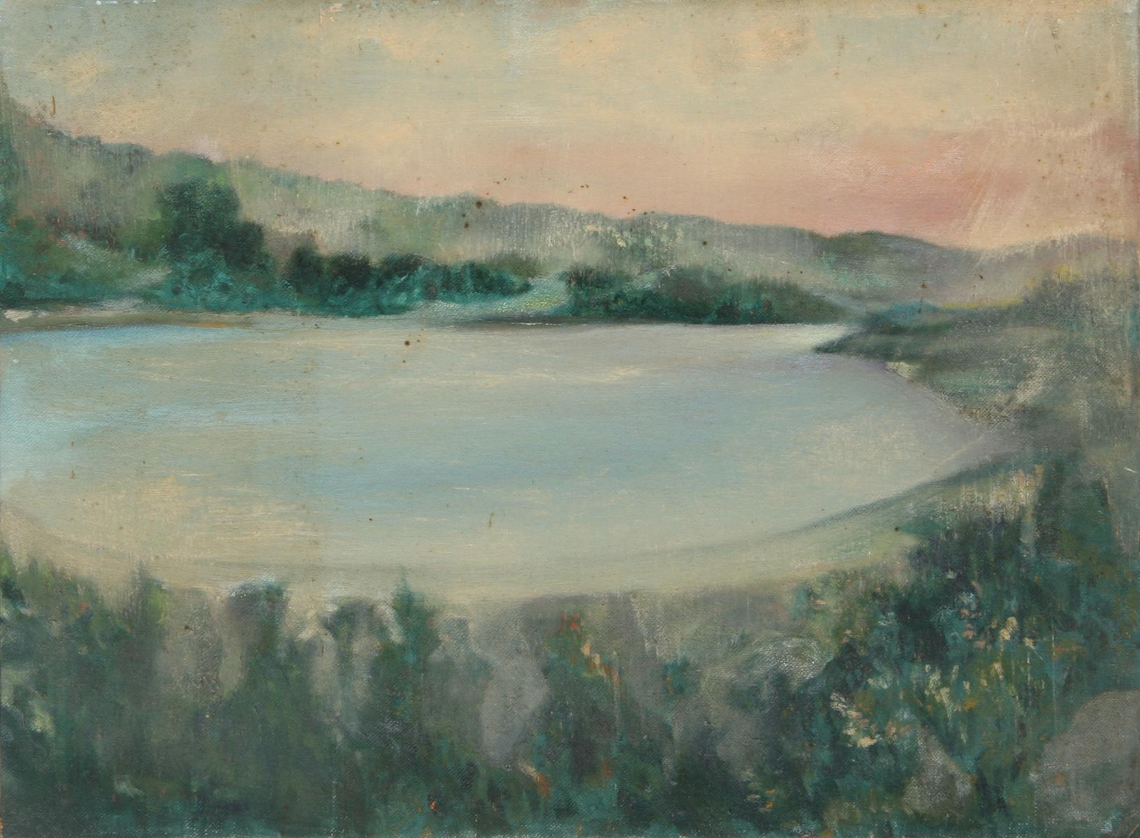 Cove, Landscape Oil on Board Painting by American Artist John F. Leonard