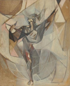 Ballerina, quadro figurativo astratto olio su tavola di John F. Johns
