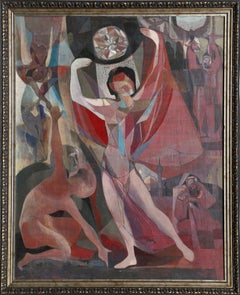 Danza con il sole, dipinto cubista olio su tavola di John F. Johns