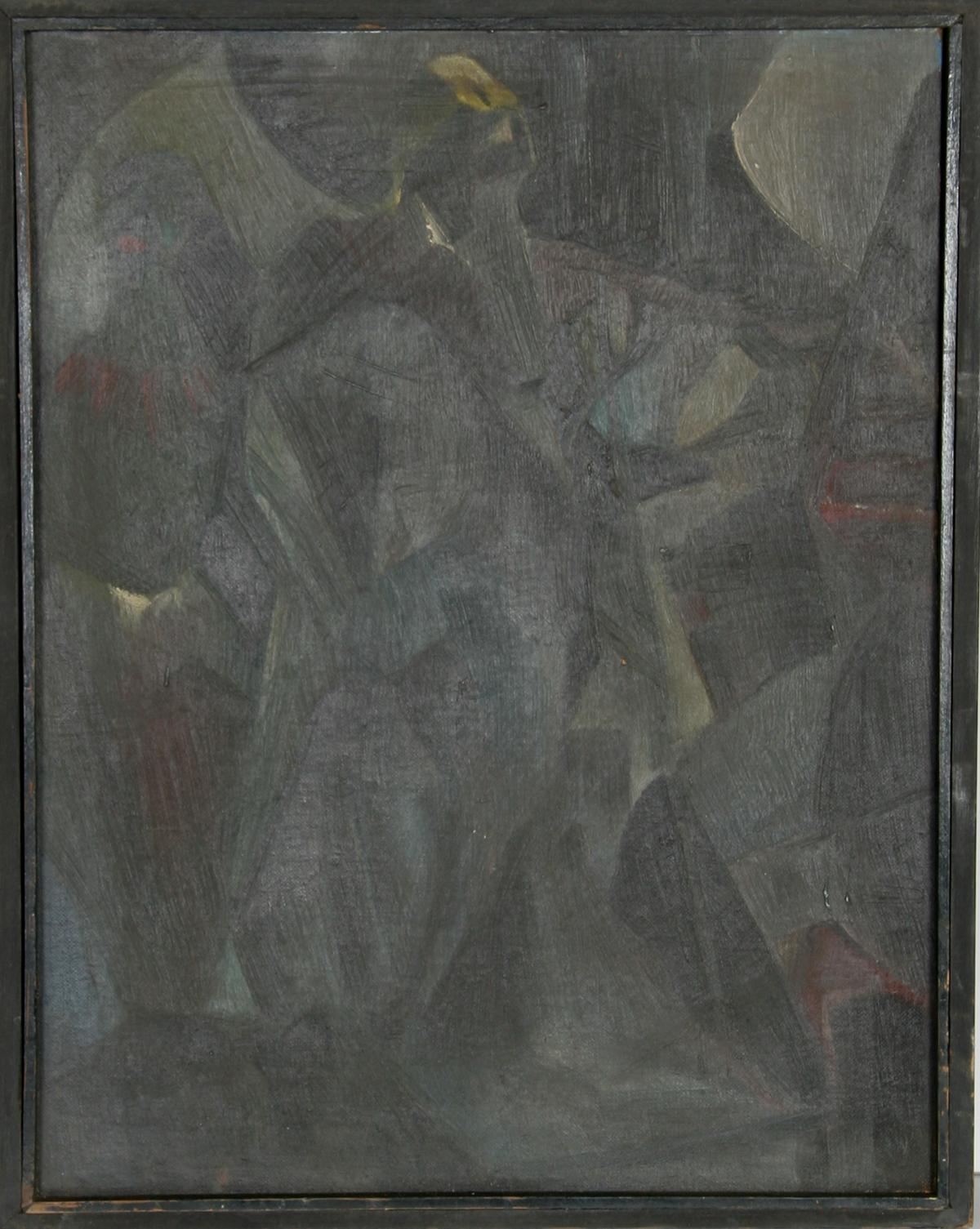 Figurative Painting di John F. Leonard - Figura in ombra, olio su tavola firmato da John F. Johns