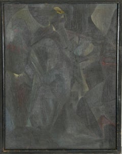 Figura in ombra, olio su tavola firmato da John F. Johns