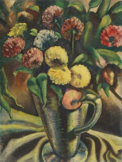 Natura morta floreale, dipinto a olio su tavola dell'artista americano John F. Johns