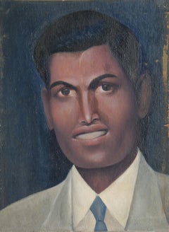 Portrait in Tie, peinture à l'huile sur panneau de l'artiste américain John F. Leonard