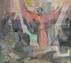 Prophet, dipinto astratto a olio su tavola di John F. Johns