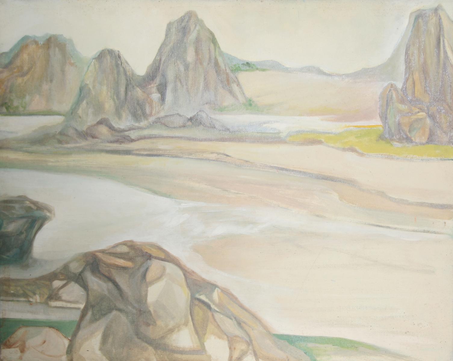 Acantilados marinos, pintura al óleo sobre tabla del artista estadounidense John F. Leonard