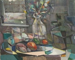 Natura morta alla finestra, dipinto a olio cubista di John F. Johns