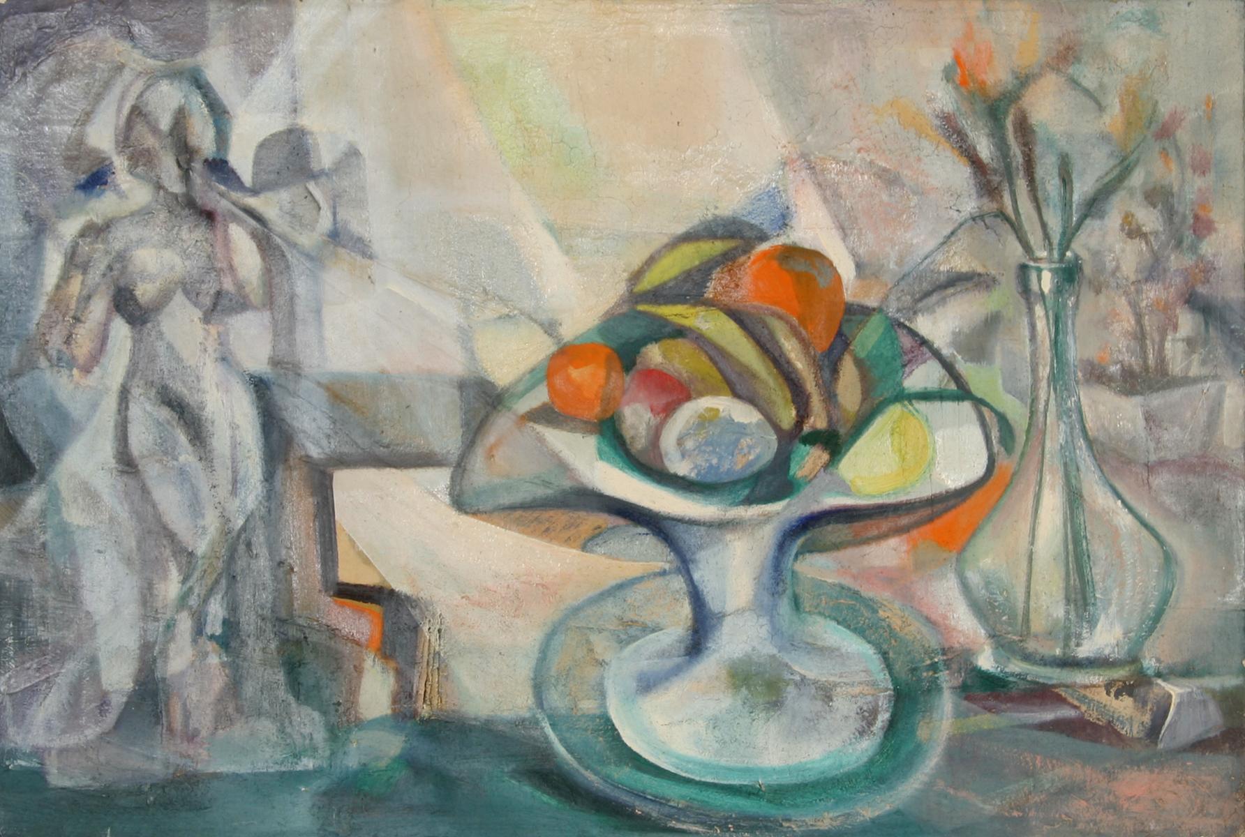 Still Life with Nude, Abstract Oil Painting by John F. Leonard