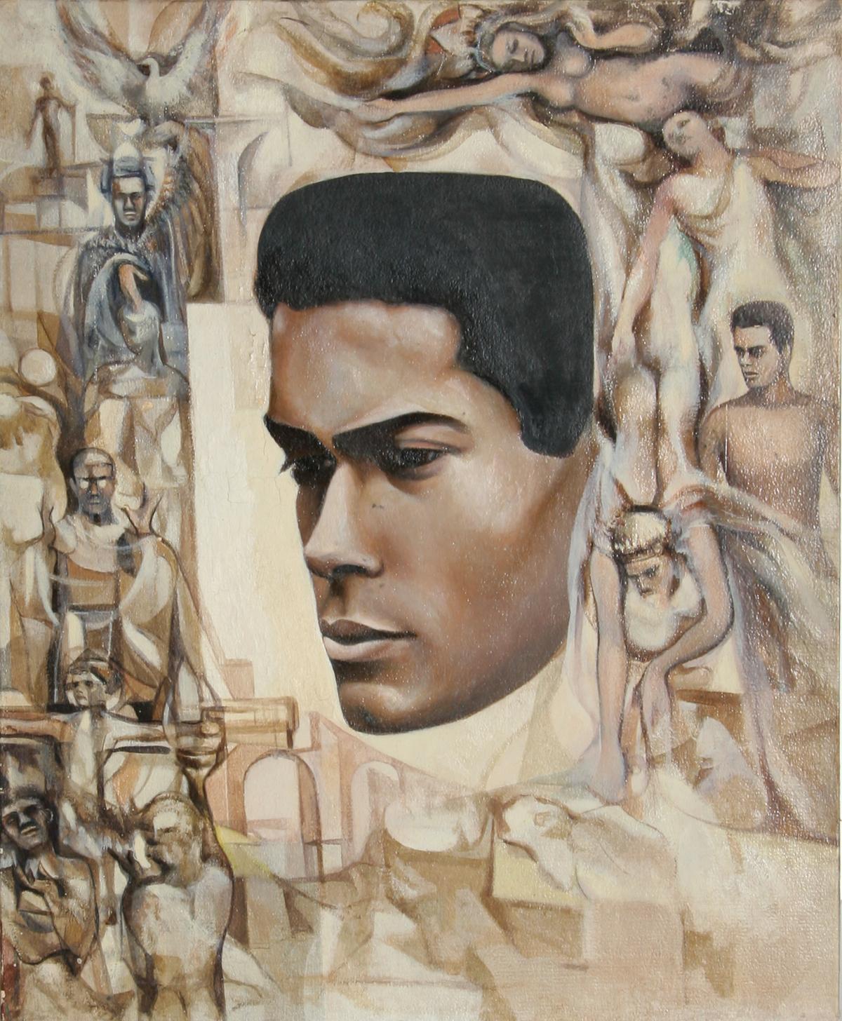 Ritratto a olio surrealista di John F. Johns