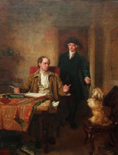 Sir Joshua Reynolds Visiting Goldsmith in Study- Exhibited British Victorian art