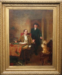 Antique Sir Joshua Reynolds Visiting Goldsmith in Study- Exhibited British Victorian art