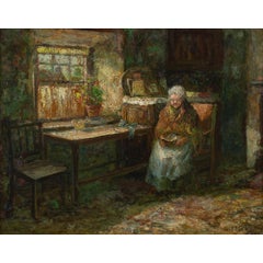 John Falconar Slater, Interieur mit Schriftstellerin beim Lesen