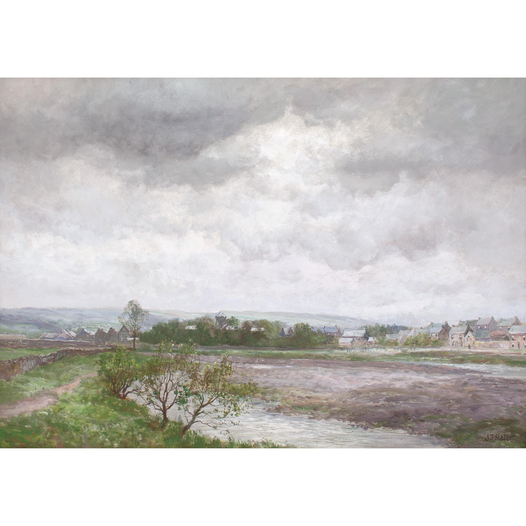 John Falconar Slater, paysage fluvial avec ville 1