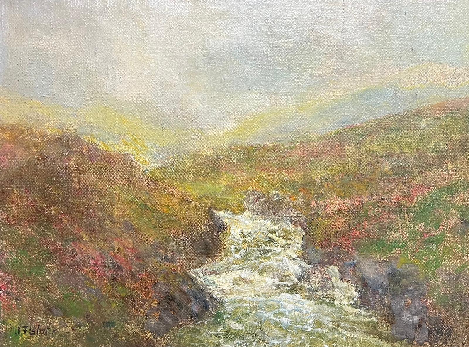 Ruscello che scorre attraverso la valle degli altipiani nebbiosi Pittura ad olio Artista rispettato - Painting di JOHN FALCONER SLATER (1857-1937)
