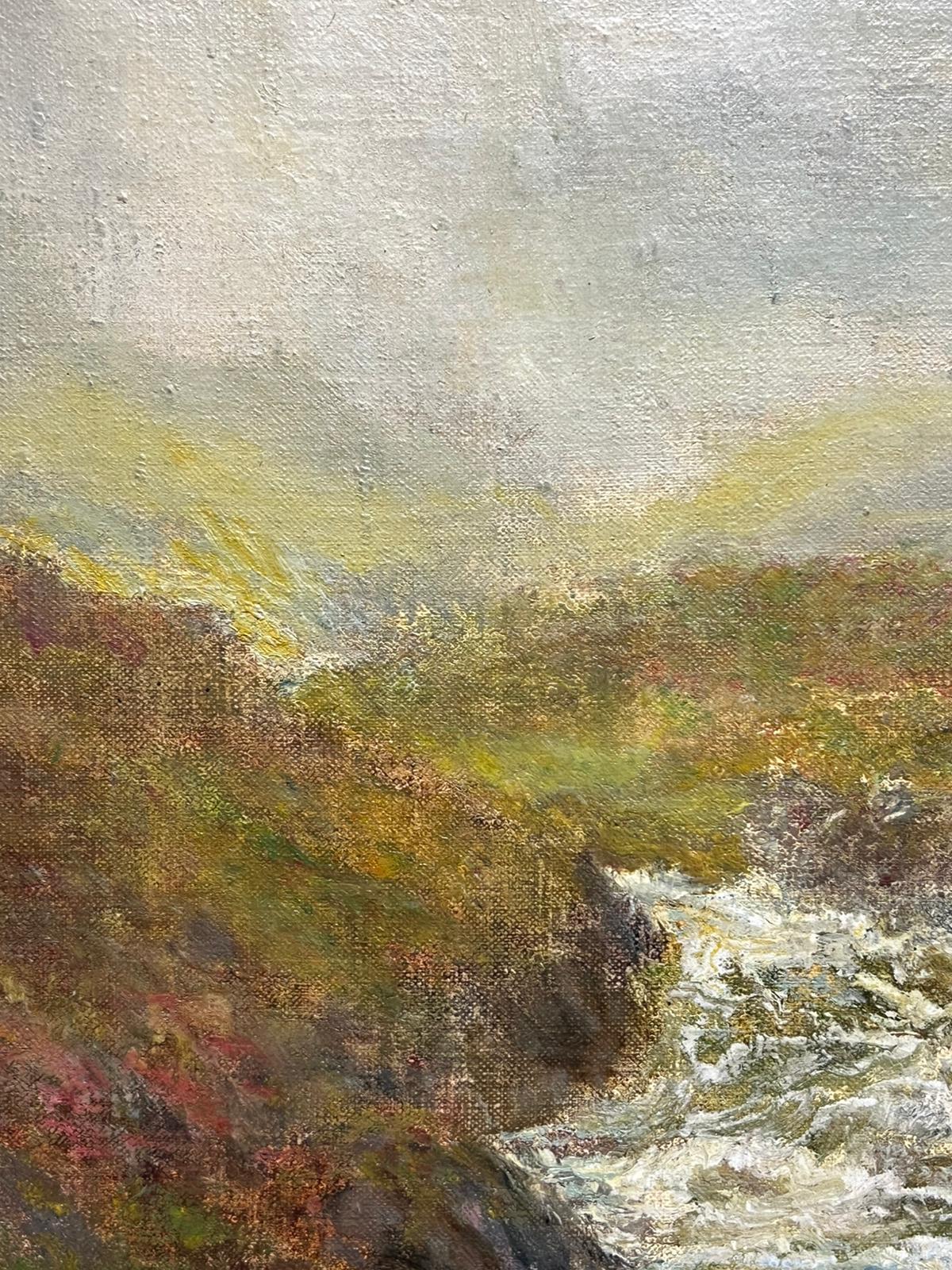 Ruscello che scorre attraverso la valle degli altipiani nebbiosi Pittura ad olio Artista rispettato - Painting Impressionismo di JOHN FALCONER SLATER (1857-1937)