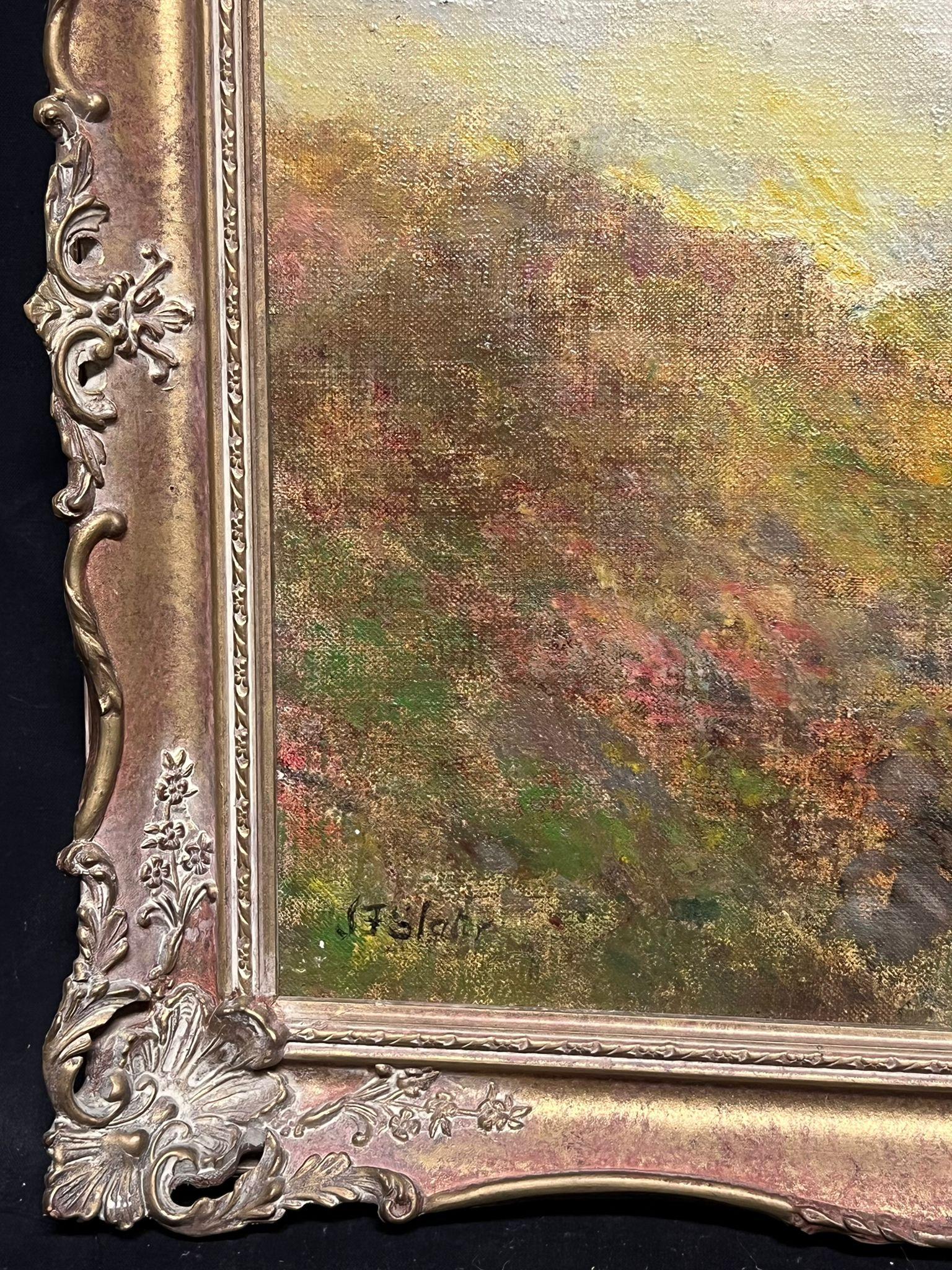 Ruscello che scorre attraverso la valle degli altipiani nebbiosi Pittura ad olio Artista rispettato in vendita 3