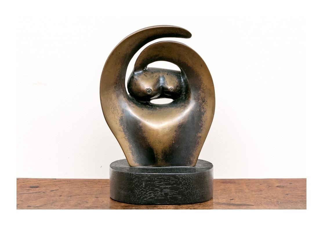 John Farnhan (English B. 1942) Abstract Bronze Sculpture With Arms  For Sale 2