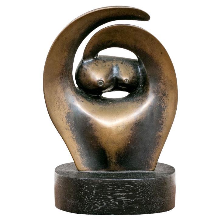 John Farnhan (English B. 1942) Abstract Bronze Sculpture With Arms  For Sale