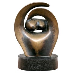 Vintage John Farnhan (English B. 1942) Abstract Bronze Sculpture With Arms 
