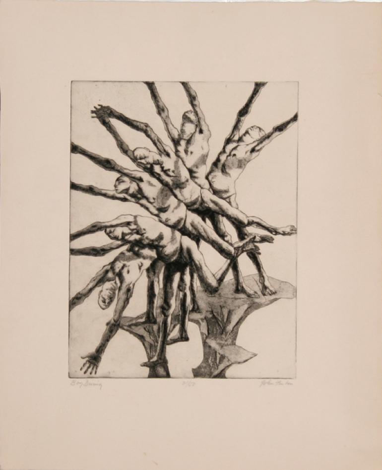 John Nathaniel Fenton est un peintre et graveur américain du XXe siècle qui a étudié à l'Art Students League de New York et à l'Atelier 17 de Paris. Il a également suivi les cours de Federico Castellon et de Samuel Adler, et a travaillé avec eux. Au
