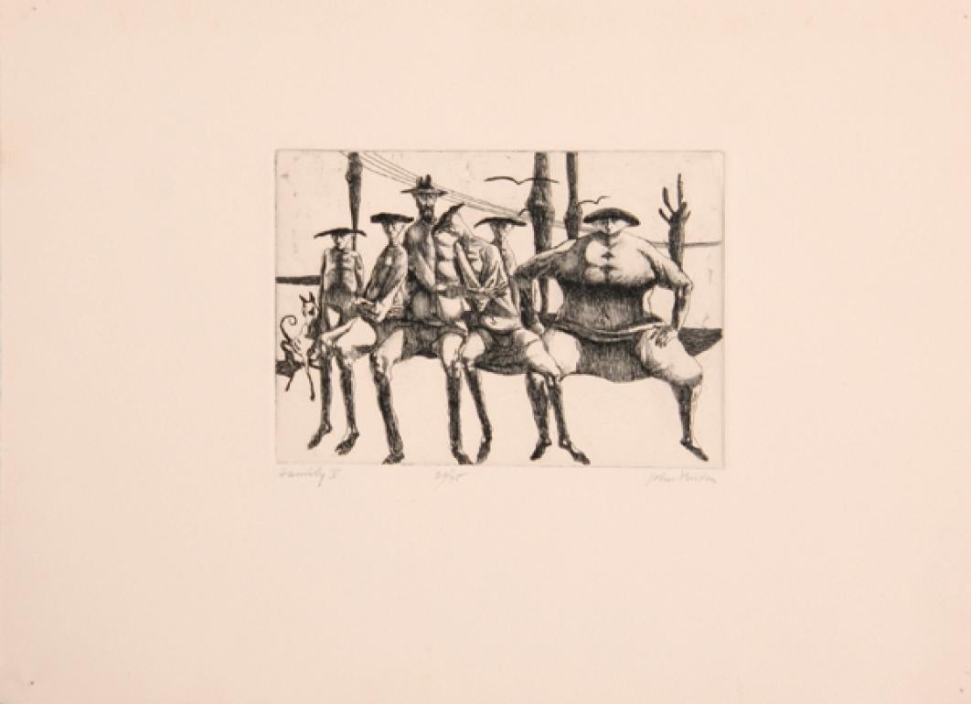 Série « Family V », gravure sur cuivre et aquatinte surréalistes signées par John Fenton