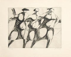 Fast Walk, Signed Surrealist Etching and Aquatint by John Fenton