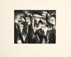 Girls and Birds, Signed Surrealist Etching and Aquatint by John Fenton