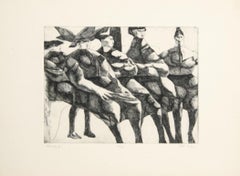 Italian Women / Family II, Signed Surrealist Etching + Aquatint by John Fenton