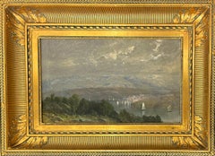 "West Point" John Ferguson Weir, Hudson River School Landscape with Sailboats