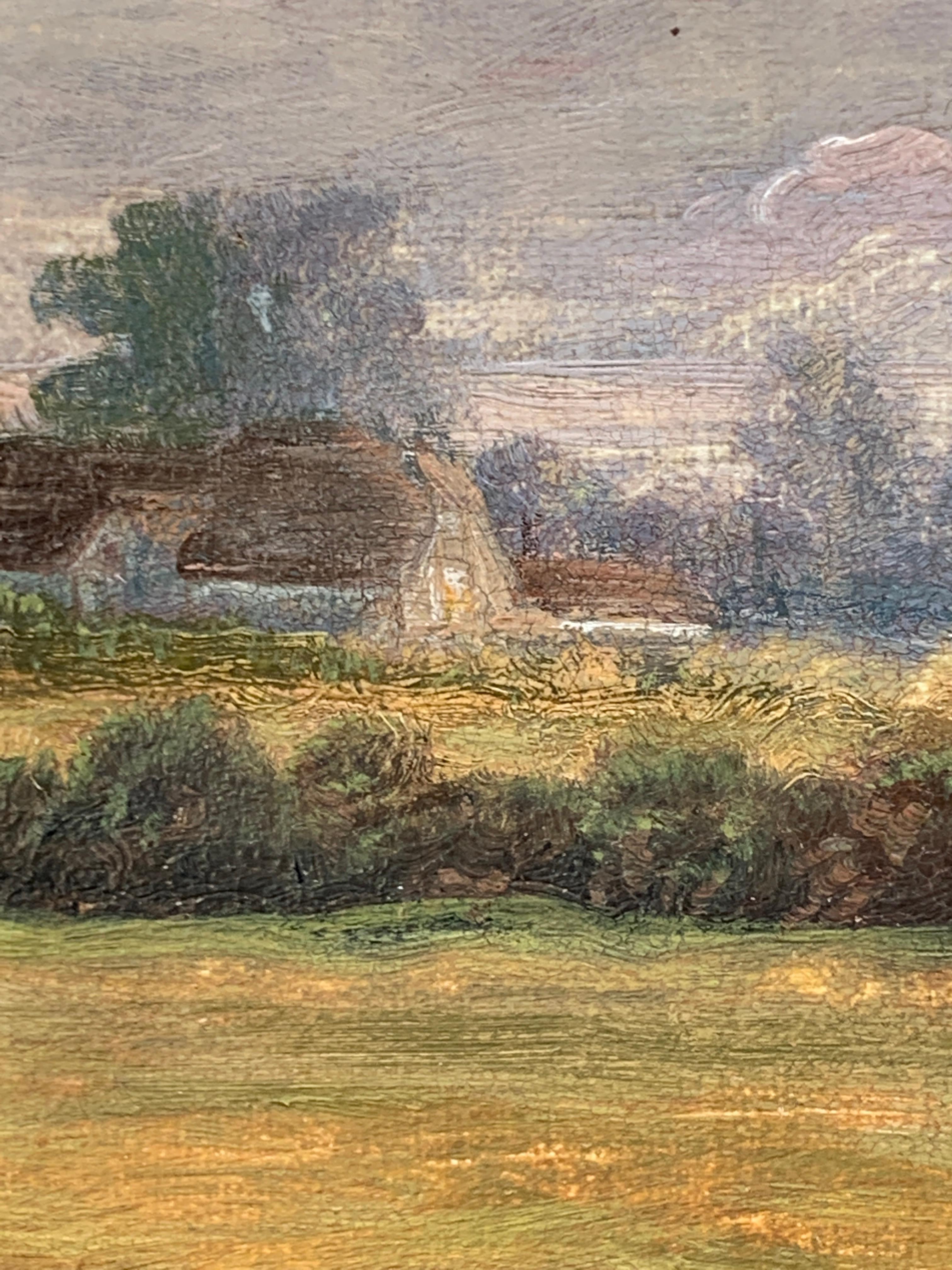 English 19th century portrait of a Horse in a landscape with cottage beyond. - Brown Animal Painting by John Ferneley Junior