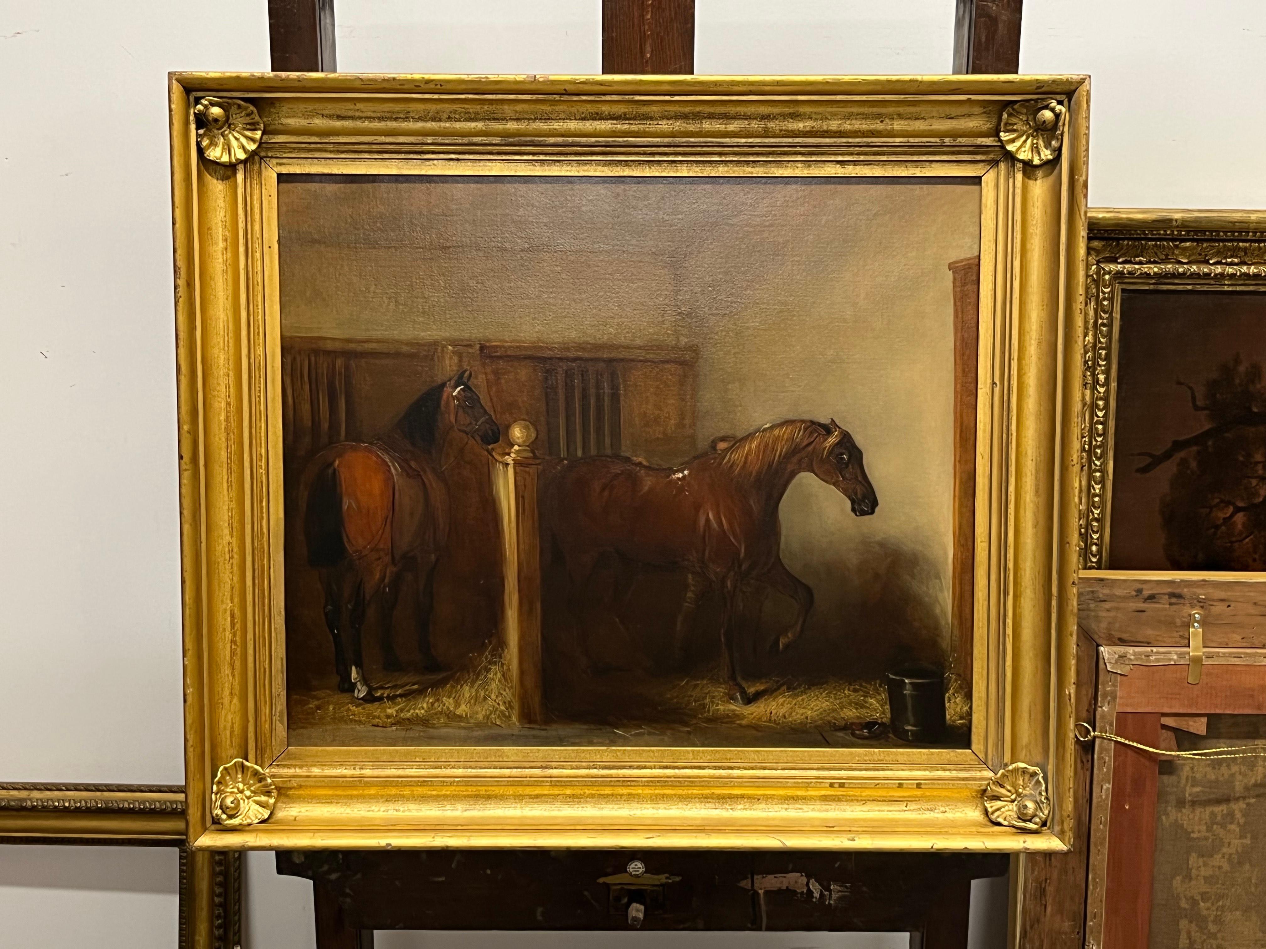 Chevaux à l'écurie - Marron Animal Painting par John Ferneley Junior